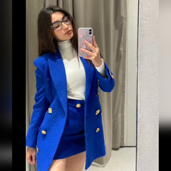 ZARA TWEED  TEXTURED  BLAZER DRESS SIZE S - Picture 3 of 15